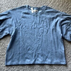 NWT Madewell Blue Crewneck Sweatshirt with puff sleeves -large